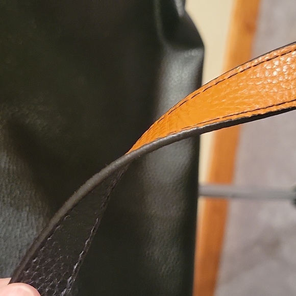 Faux leather Tote Bag Black Cognac - Picture 4 of 4